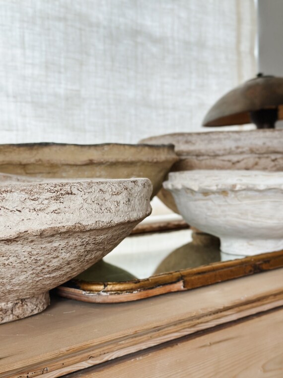 Extra Large Vintage Paper Mache Bowls Gem