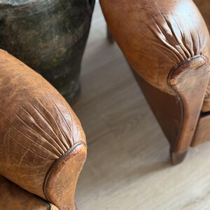 Antique Pair French Leather Chairs