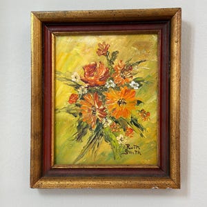Original Vintage Oil Painting, Floral Bouquet
