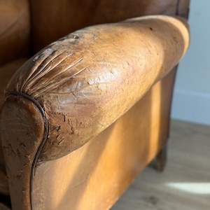 Antique Pair French Leather Chairs