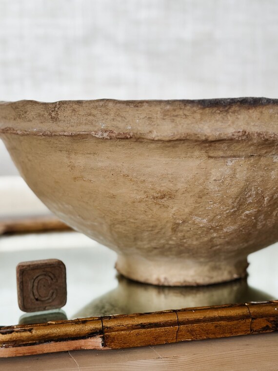 Extra Large Vintage Paper Mache Bowls Gem