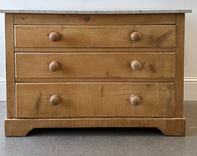 Antique Marble Top Pine Dresser - Etsy