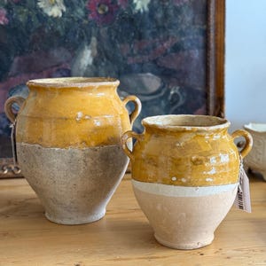 Rare Antique Ochre Yellow Glazed French Confit Pot