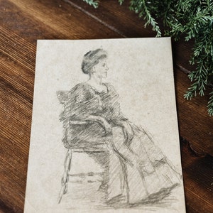 Antique Sketch - Portrait of Woman c.1902, G.A. Gruman