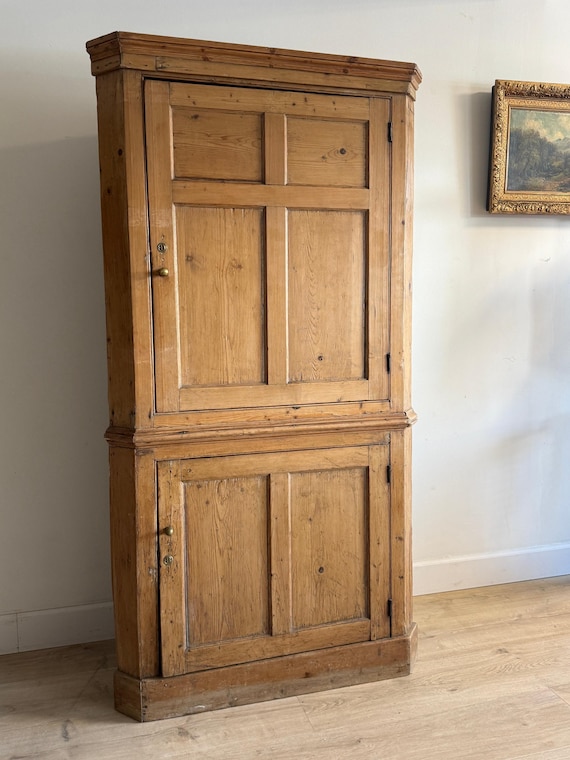 Antique Irish Pine Corner Cupboard View 2