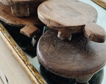 Large Antique Wood Chapati Riser
