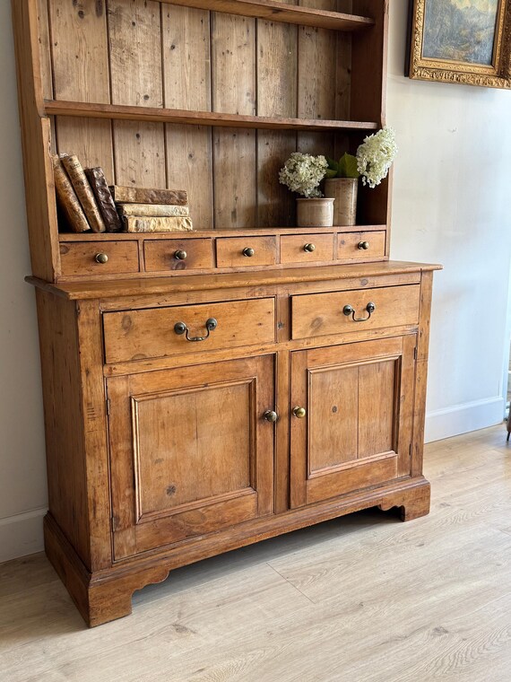 Antique English Pine Stepback Hutch View 4