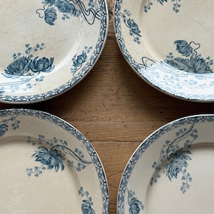 Set of 4 Antique French Royat U&C Sarreguemines Plates