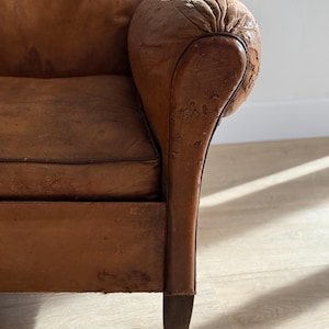 Antique Pair French Leather Chairs