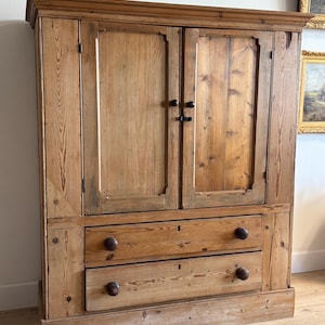 Petite Antique English Pine Linen Press