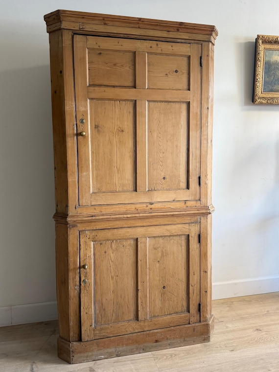 Antique Irish Pine Corner Cupboard