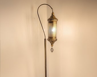 Floor Lamp for Living Room, Corner Turkish Morrocan Lighting, Office Floor Light, Antique Brass Unique Floor Lamp, Bedroom Standing Lamp
