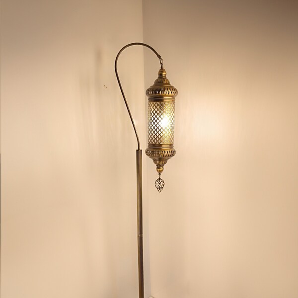 Floor Lamp for Living Room, Corner Turkish Morrocan Lighting, Office Floor Light, Antique Brass Unique Floor Lamp, Bedroom Standing Lamp