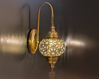Glaskugel-Wandlampe, Wandleuchte, Beleuchtungsdekor, einfache Installationslampe, festverdrahtete Wandleuchte, türkische Glaskugel-Deckenlampe, marokkanische Lampen