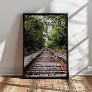 Forest Railroad Tracks Rustic Photography - Printable Fine Art - DIGITAL DOWNLOAD
