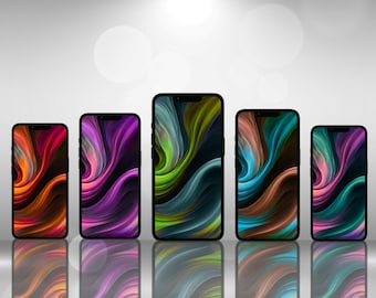 Paquete de fondos de pantalla/fondos de pantalla para teléfono con cintas vibrantes: descarga digital instantánea, juego de 5.
