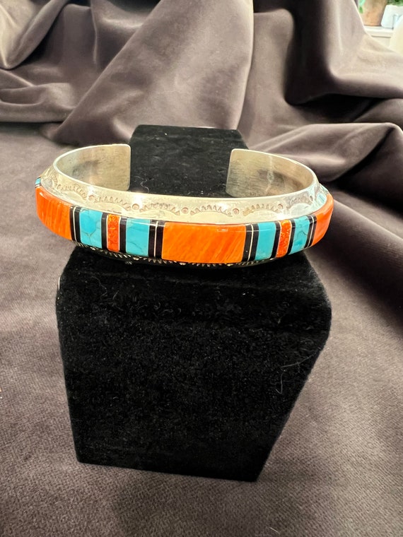 Native America Zuni Sterling Silver Multi-Color S… - image 1