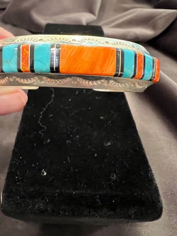 Native America Zuni Sterling Silver Multi-Color S… - image 3