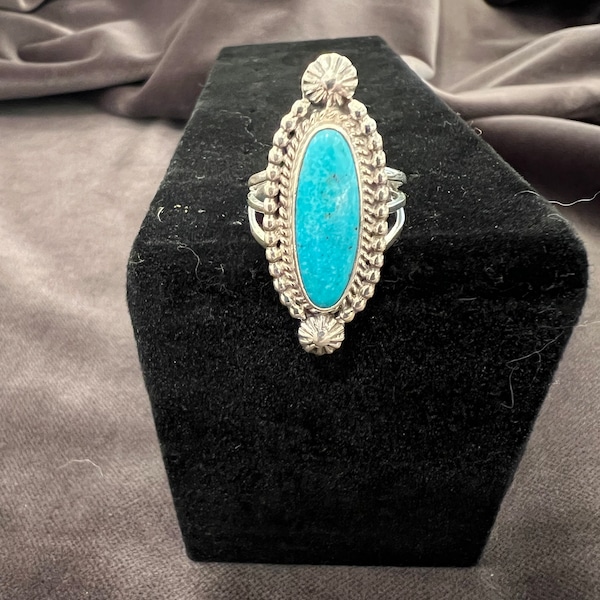 Native America Navajo Sterling Silver Turquoise Ring by Samuel Yellowhair