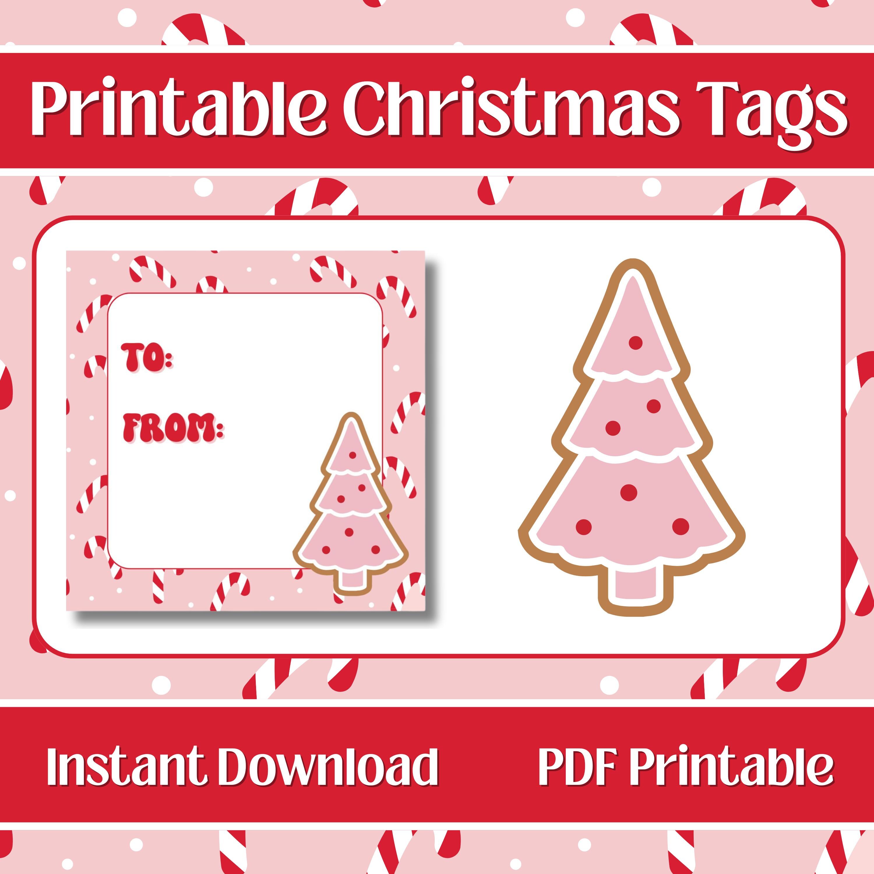 Printable Pink Christmas Gift Tags | Candy Cane Tag | Holiday Wrapping ...