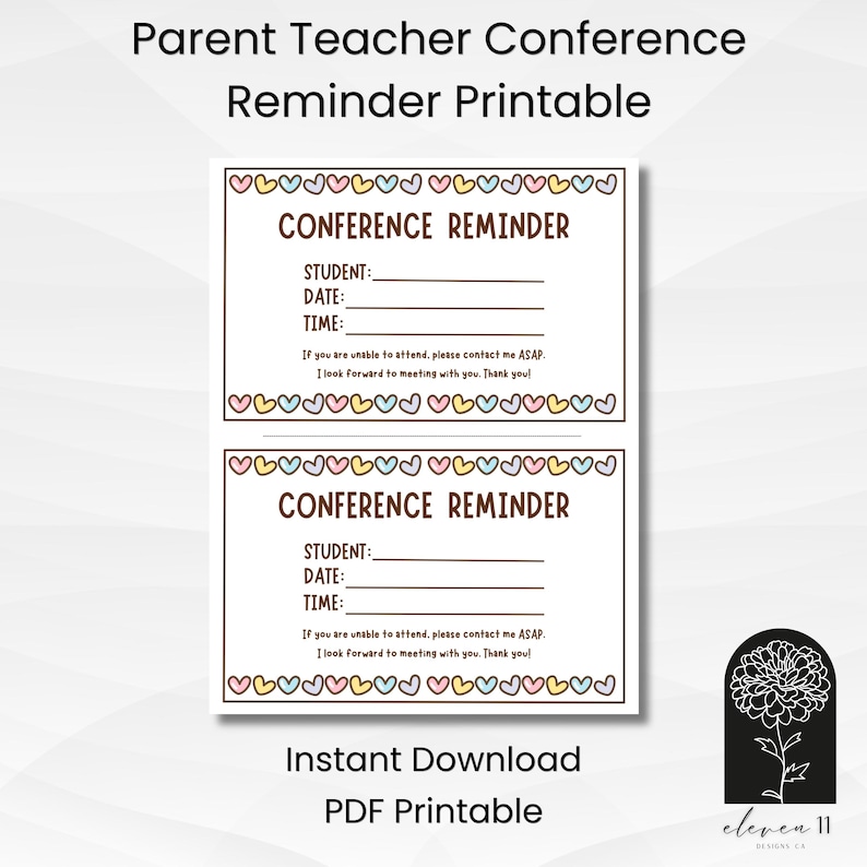 Parent Teacher Conference Reminder Slips | Classroom Communication ...