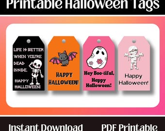 Printable Halloween Gift Tags | Spooky Treat Bag Labels (PDF)