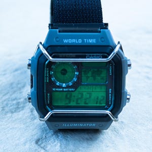 The Ranger – Custom Casio AE1200 Mod | Green Filter Field Watch | Rugged Nylon Strap + Bull Bars - Watch Gift For Him