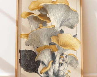 Vintage botanische Wandkunst: Dark Academia Ghost Fungus Druck