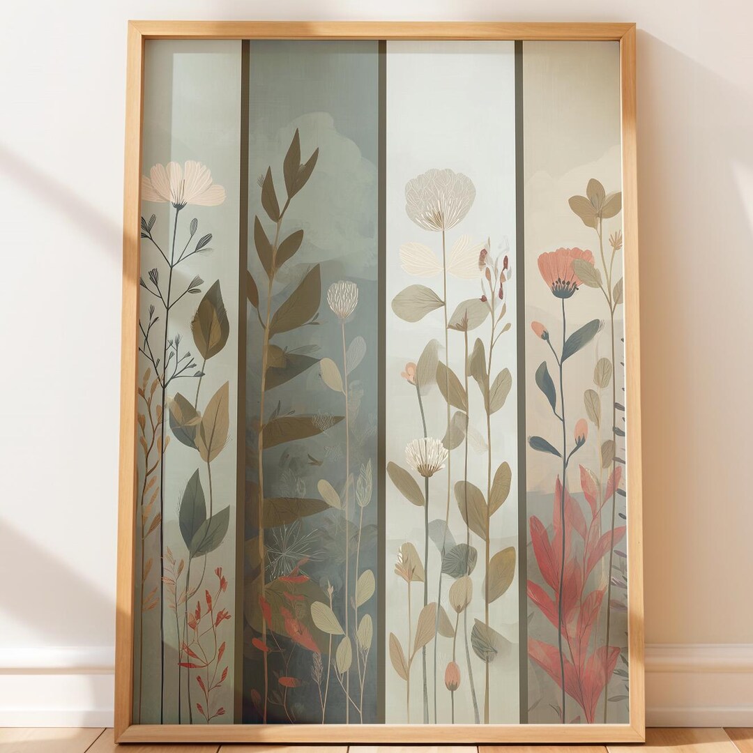 Botanical Watercolor Wall Art Panels, Modern Farmhouse Decor, Neutral ...