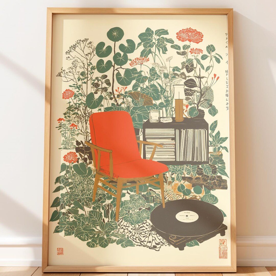Japanese Art Retro Illustration - Mid-century Modern Armchair Art