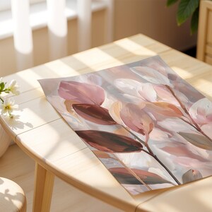 Watercolor-inspired botanical poster for a serene bedroom — featuring tall stems and layered brushstrokes in a dusty blush palette.
