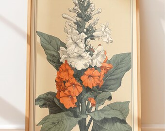 Tabakblumen Kunst: Antike Pflanzen Kunst (Dark Academia Stil)