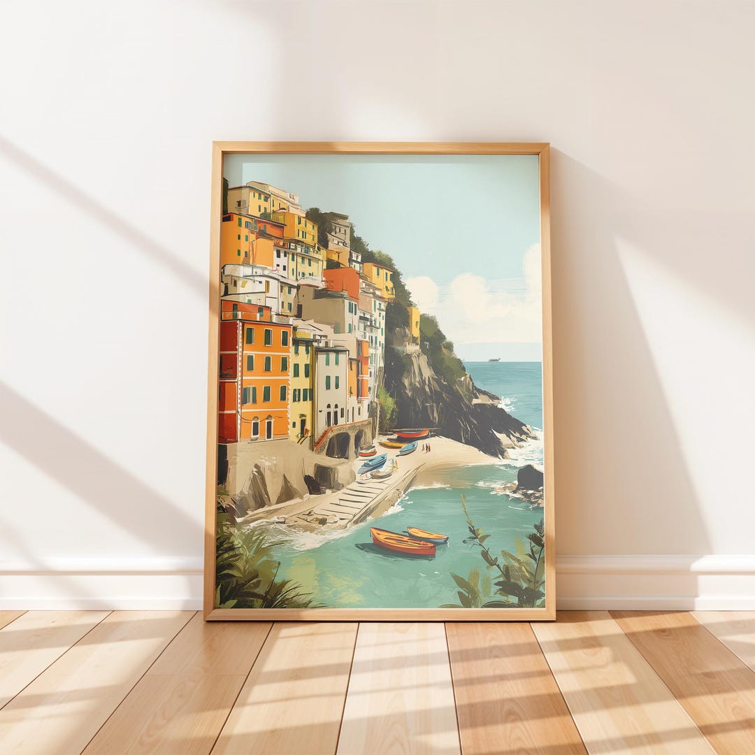 Cinque Terre Wall Art Print, Colorful Italy Coastal Poster ...