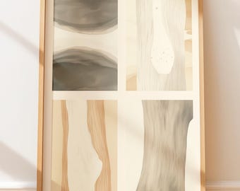 Watercolor Wall Art: Minimalist Botanical Panels - Earthy Neutrals