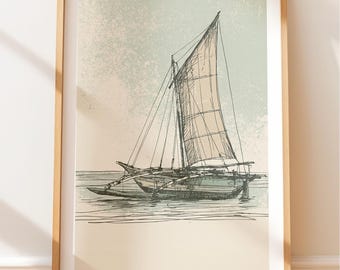Vintage Sri Lanka Art, Tropical Island Print, Coastal Wall Art, CalmNature Vibe, Rustic Style Decor