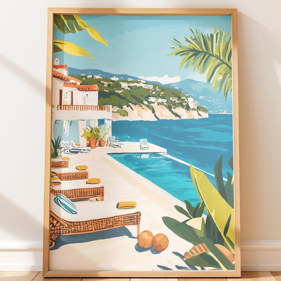 Tropical Resort Villa Landscape Art - Vintage Travel Poster Wall Decor ...