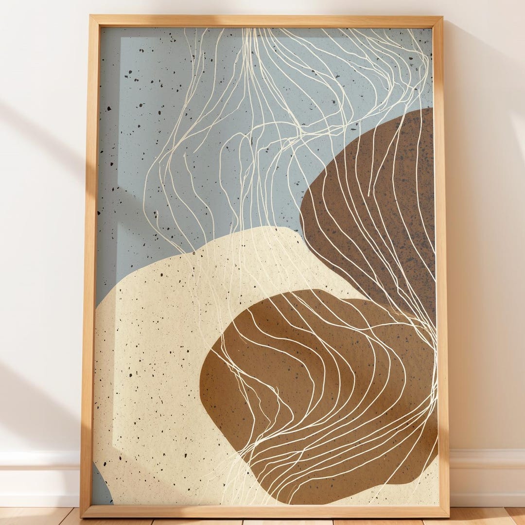 Minimalist Abstract Art With Organic Pebble Shapes - Modern Earth Tones ...