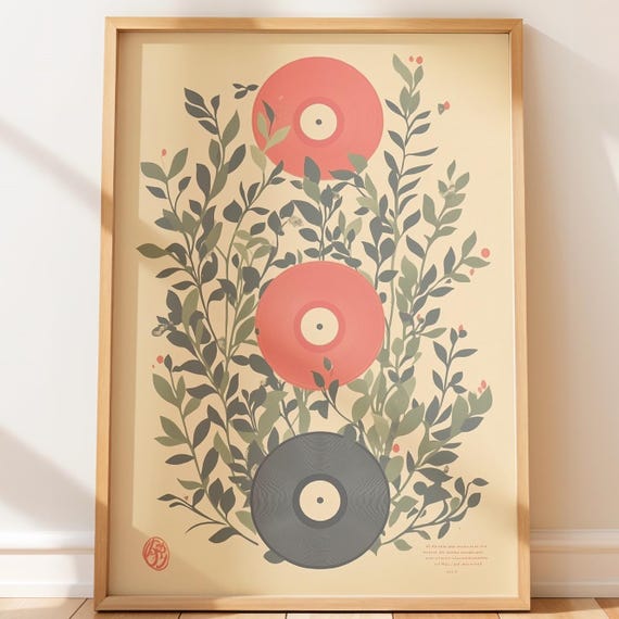 Japanese Art Botanical Retro Illustration - Muted Vinyl Records