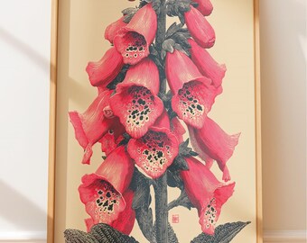 Fingerhut Blumen Kunst: Viktorianisch Botanische Illustration (Dark Academia Decor)