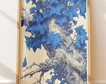 Efeuranke Botanischer Druck: Dunkler Academia Stil (Cabinet Curiositäten)