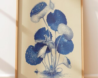Vintage Sonnentau botanische Illustration - Indigo Pflanze Wanddeko