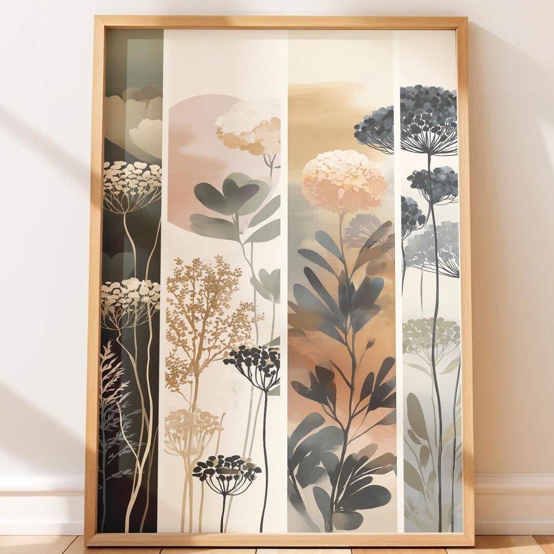 Earthy Color Art Botanical Print Set - Minimalist Modern Boho Wall ...