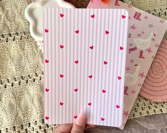 Pink Hearts and Stripes Kindle Insert | Valentines Day, Girly, Bookish, Pastel, Holographic Sparkle | Kobo, E-Reader, iPad Insert Accessory
