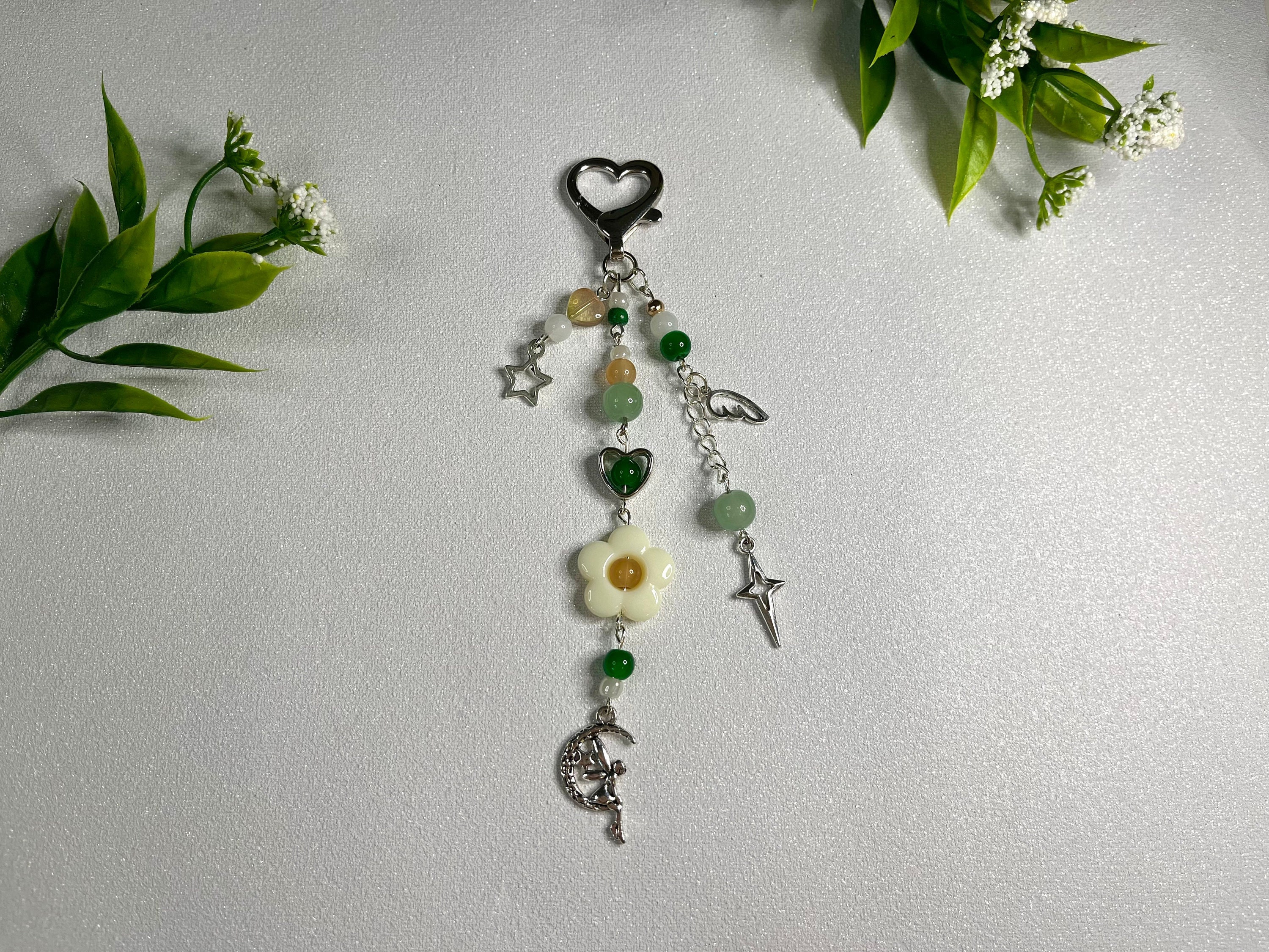 Fairy Charm Beaded Keychain | cute, aesthetic, kawaii, fairycore, cottagecore | beaded layered keychain |