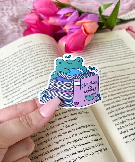 Froggies to Lovers Bookish Sticker | Waterproof + Vinyl | Enemies to Lovers | Cute, Kawaii, Books, Reading | Kindle, Water Bottle Decal