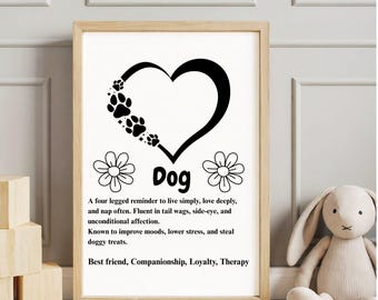 Dog Definition Art Print: Minimalist Home Decor (Digital Download)