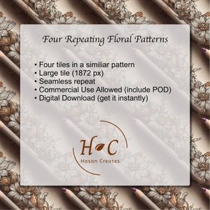 Delightful line art repeating tile floral pattern. Commercial use allowed.
