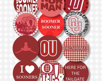 Botón de los Sooners de la Universidad de Oklahoma / Botón de pin del día del partido de la OU / OU OKLAHOMA / Botón de espíritu universitario / 2.25" o 3"