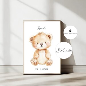 Neutral Teddy Bear Print, Printable Art for Kids Room, Cute Bear Poster, Nursery Wall Decor, Sitting Bear, Digital Download A4