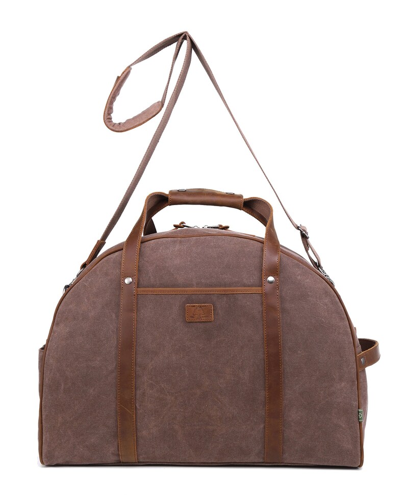 Stone Creek Duffel Bag Suede Suitcase Leather Luggage Waxed Canvas Duffel Bag Leather Travel Bag Duffel Carry On Bag TSD Brand image 5
